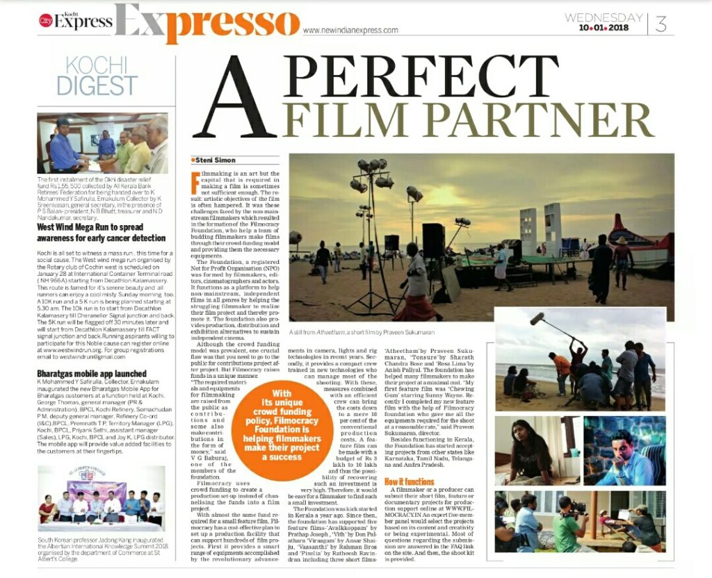 Article on Filmocracy in Indian Express 